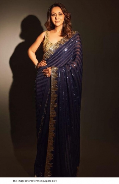Bollywood Gauri Khan Blue sequins georgette party wear saree