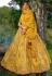 Yellow silk circular lehenga choli for wedding 6502