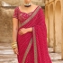 Pink georgette designer Bhandini saree with blouse 1001