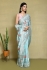 Ice blue silk embroidered saree with blouse N7476D