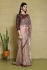 Peach net sequins embroidered saree with blouse N8118