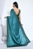 Teal Green satin silk stone work saree with blouse N8141A