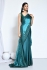 Teal Green satin silk stone work saree with blouse N8141A