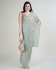 Stitched Saree with blouse in pastel green colour KAT215