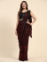 Stitched Saree with blouse in red and black colour A332