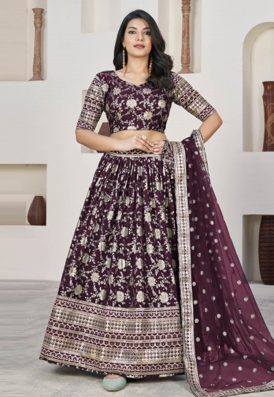 Purple jacquard circular lehenga choli 1019