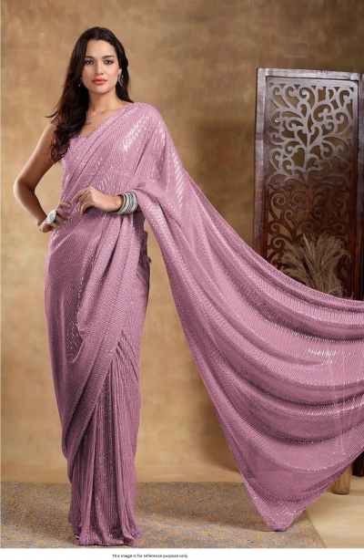 Bollywood Model georgette sequins party wear saree in Onion Pink