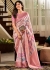 Rose color digital print hanloom silk wedding wear saree 166001