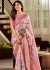 Rose color digital print hanloom silk wedding wear saree 166001