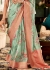 Pista green color digital print hanloom silk wedding wear saree 166004