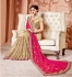 Pink and beige silk and net wedding wear saree