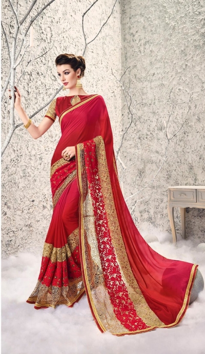 Party-wear-Maroon-Red-color-saree