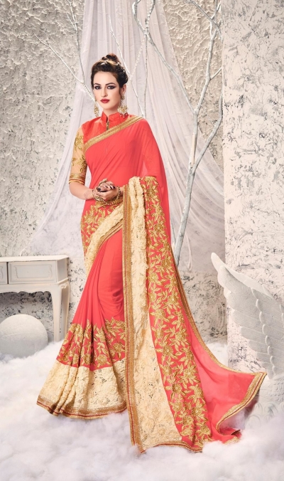 Party-wear-Peach-4-color-saree