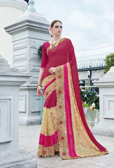 Party-wear-Cherry-Pink2-color-saree
