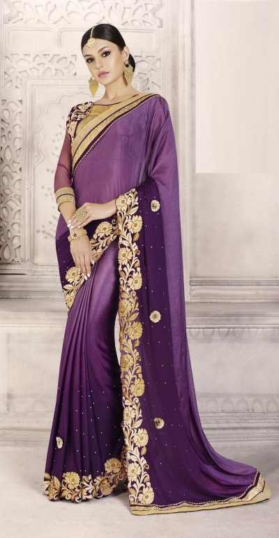 Party-wear-purple-color-saree