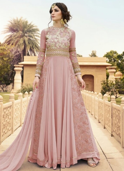 Pink color georgette party wear anarkali