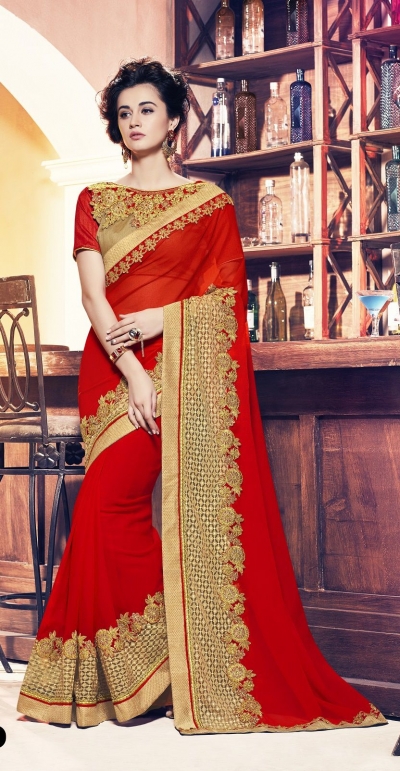 Party-wear-red-12-color-saree
