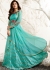 Shilpa shetty turquoise color raw silk and net party wear anarkali