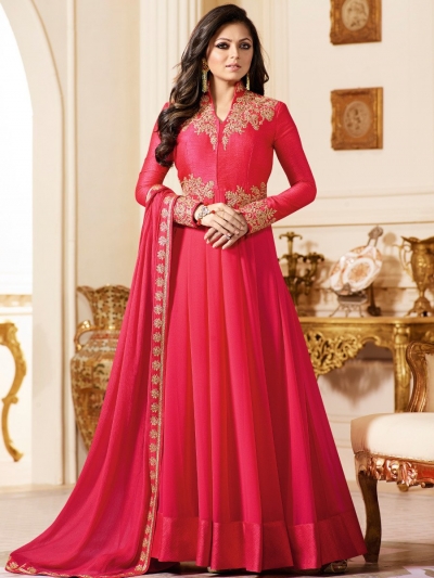 Drashti Dhami dark pink color georgette party wear anarkali kameez