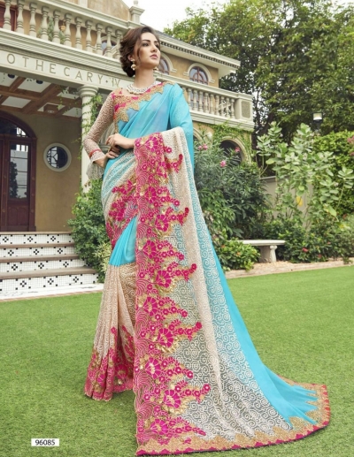 Party-wear-skyblue-color-Georgette-saree