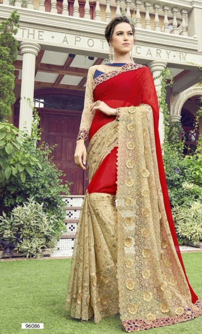 Party-wear-red-2-color-Georgette-saree