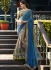 Grey crepe silk and chiffon wedding wear saree