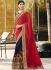 Red and navy blue pure chiffon and georgette wedding wear saree