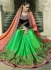 Peach and green silk crepe wedding wear saree