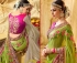 Liril green and pink moss georgette and net wedding wear saree