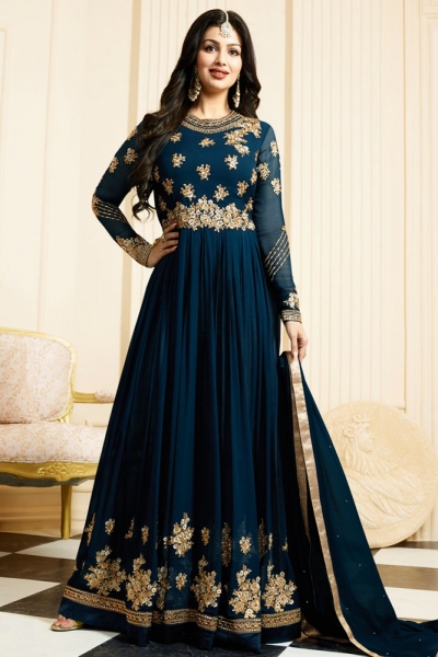 Ayesha Takia blue color georgette anarkali