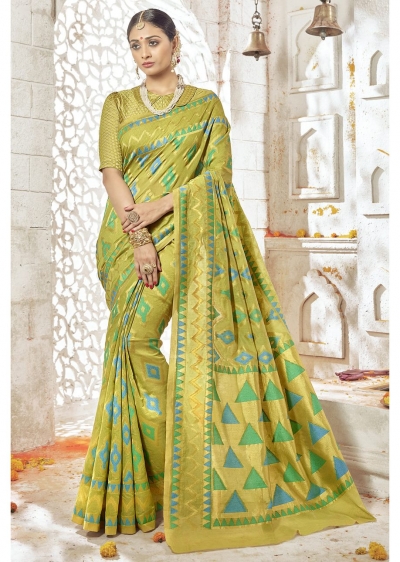 Green Colored Woven Art Silk Festive Saree 2202