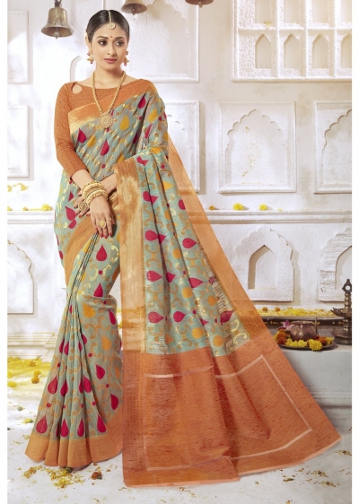 Green Colored Woven Art Silk Festive Saree 2210