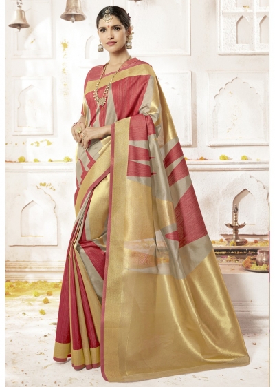 Multi Colored Woven Art Silk Festive Saree 2211