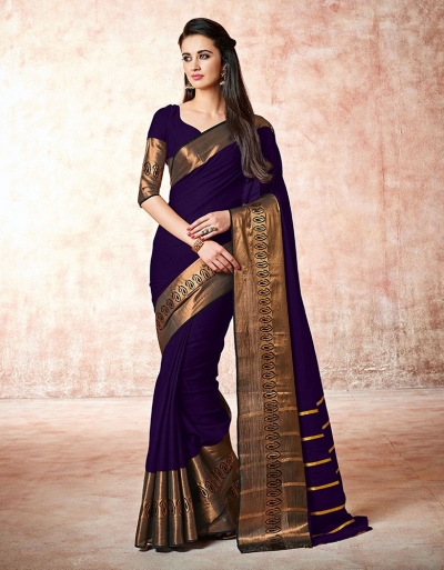 Maarit Claret Violet Cotton Saree