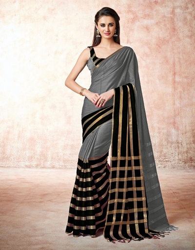 Santana dolphin grey Cotton Saree