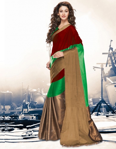 Aryaa Lush Maroon Party Wear Cotton Saree
