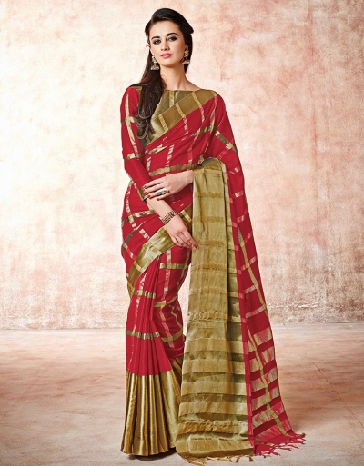 Aashi Rustic Red Cotton Sarees    s