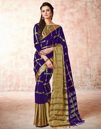 Aashi Bold Violet Cotton Saree