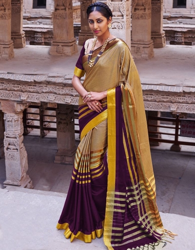 Abhirati Cerise Purple Cotton Saree