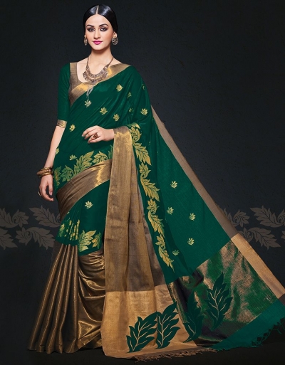 Aryaa August Emerald Designer Wear Cotton Sarees