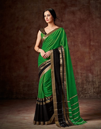 Charmi Lush Green Festive Wear Cotton Saree