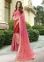 Peach Colored Embroidered Chiffon Georgette Net Partywear Saree 97057