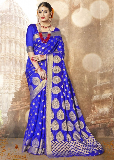 Blue Banarasi Silk Woven Festive Saree 3903