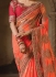 Party wear orange art silk georgette saree 1961