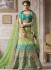 Rama green and blue satin silk wedding lehenga 4002