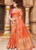 Light orange pure banarasi silk wedding saree 1212