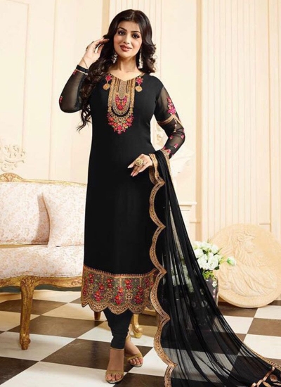 Ayesha takia black georgette straight suit 25102