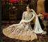 Cream net bridal wear embroidery work anarkali style 3881