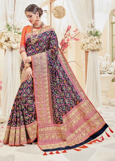 Blue Banarasi Silk Woven Wedding Saree 4112
