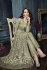 Olive Green color net weddding lehenga and pant style kameez